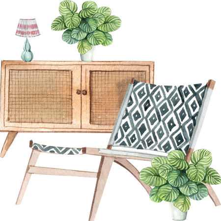 IKAT Furniture Watercolor
