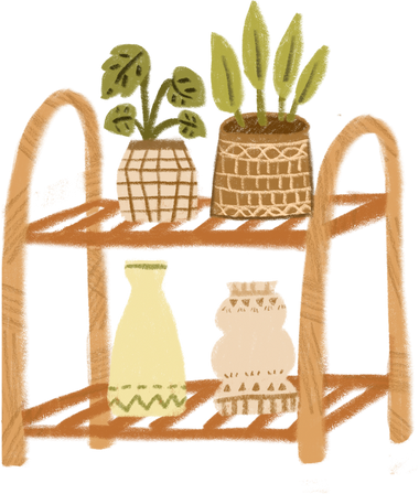Interior Furniture Rattan Shelf